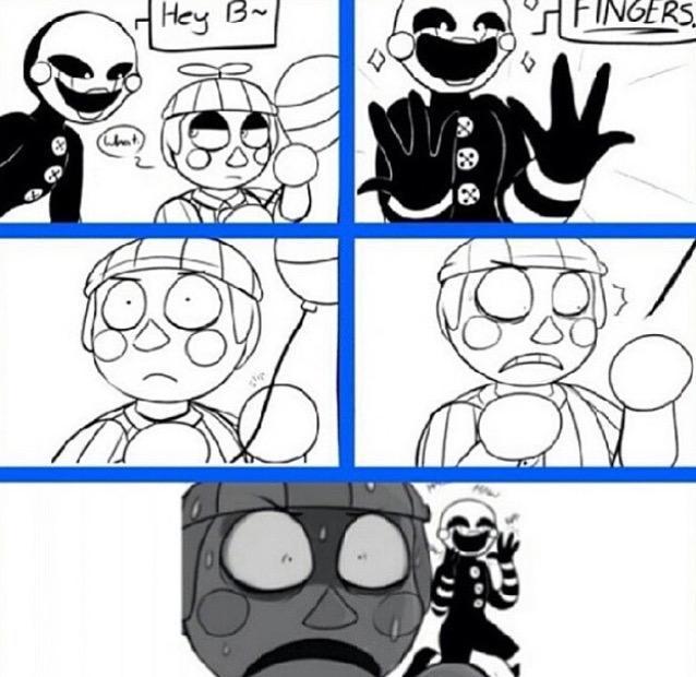 HumanToyBon's tweet image. Marionette- Hey B~
BB- what.
Marionette- FINGERS.