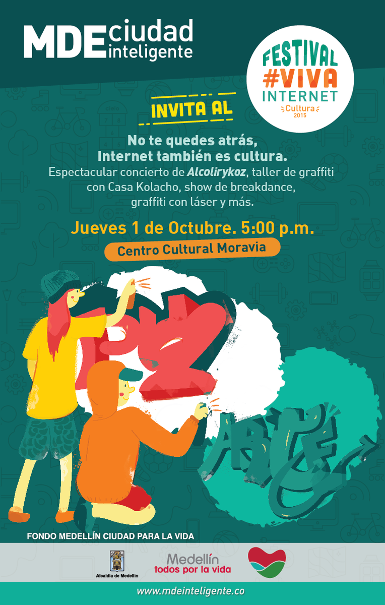 EscuelaKolacho's tweet photo. Mañana #apolograff y @perrograff llenaran de graffiti el Festival #VivaInternet @MDEinteligente en @CulturalMoravia http://t.co/L9ecJS0J43