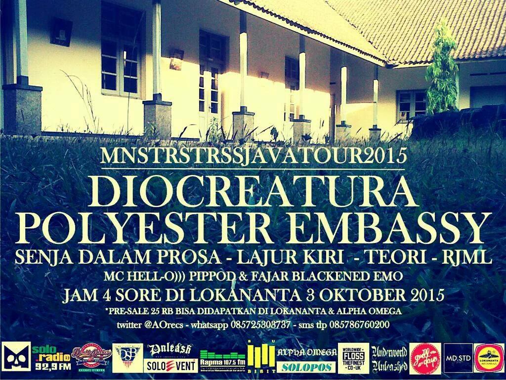 Tanggal 3 di Lokananta. Presale 25k. Tak terlalu mahal untuk menonton <a href="/DIOCREATURA/">DIOCREATURA</a> <a href="/PE_official/">Polyester Embassy</a> <a href="/SenjaDalamProsa/">Senja Dalam Prosa</a> dll.