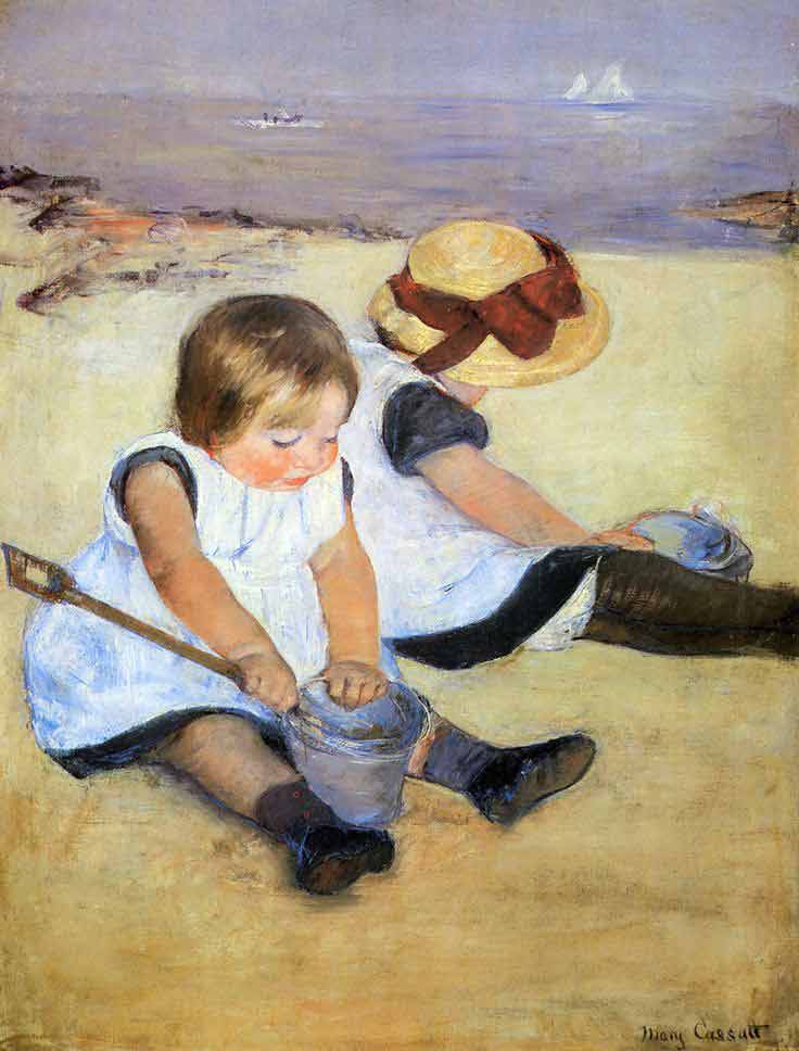 Fascinating Historical Picture of Mary Cassatt with Children Playing On The Beach in 1884 