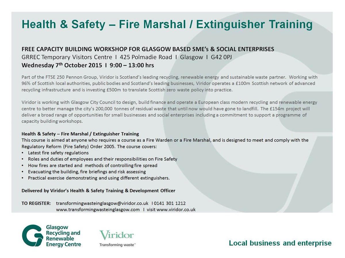 Viridor Glasgow On Twitter Quot Free Fire Marshal Workshop On