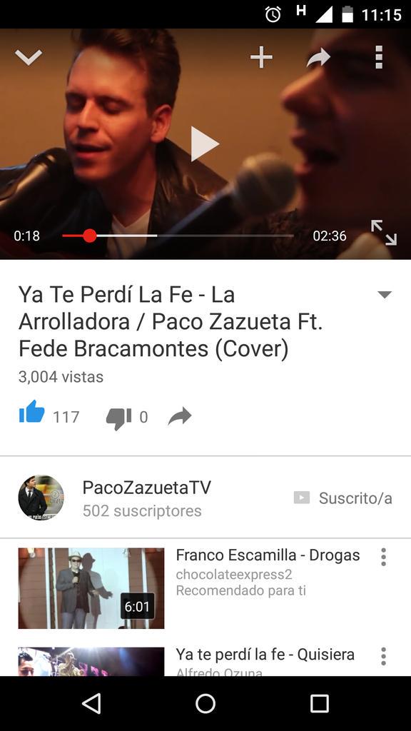 ETP_FCMty_Fede's tweet photo. El cover #YTPLF apenas lleva 1 día 4 horas y 21 minutos y ya son 3004 visitas @PacoZazueta ft @FedeBracamontes 🙌🙏👏 😱 http://t.co/bZjHi6MFkn