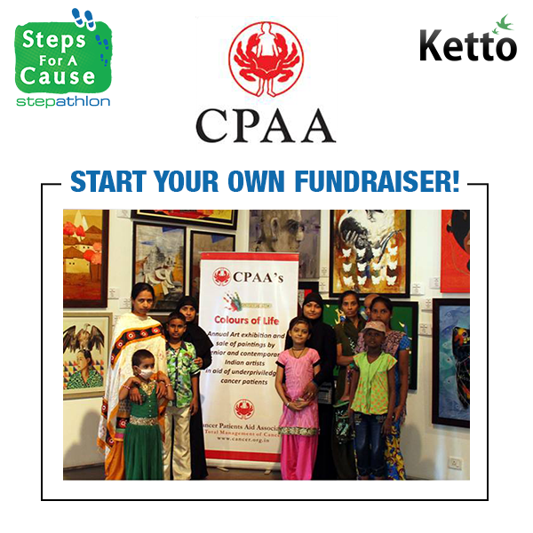 Stepathlon's tweet photo. Join the battle against cancer. Start your fundraiser with @CPAAIndia. Join #StepsForACause with Stepathlon &amp; @Ketto. http://t.co/ySdMJalB3y