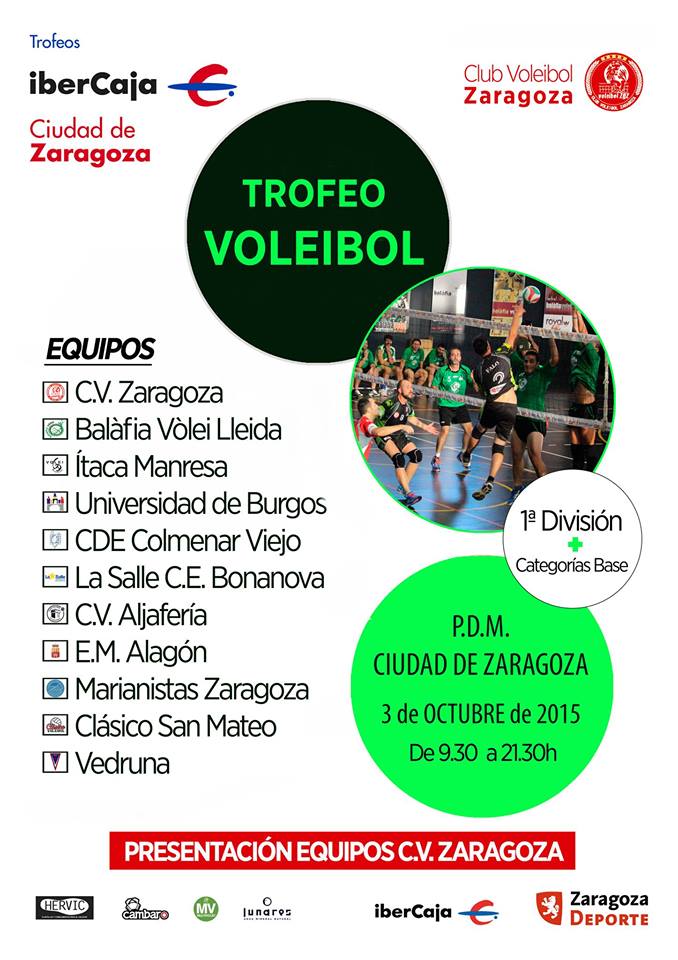 ClubVoleibolZGZ's tweet photo. Al finalizar el I Trofeo Ciudad de ZGZ de #Voleibol se hará entrega también d los trofeos @MultiVoley a los campeones http://t.co/kwZTeZ1XNN