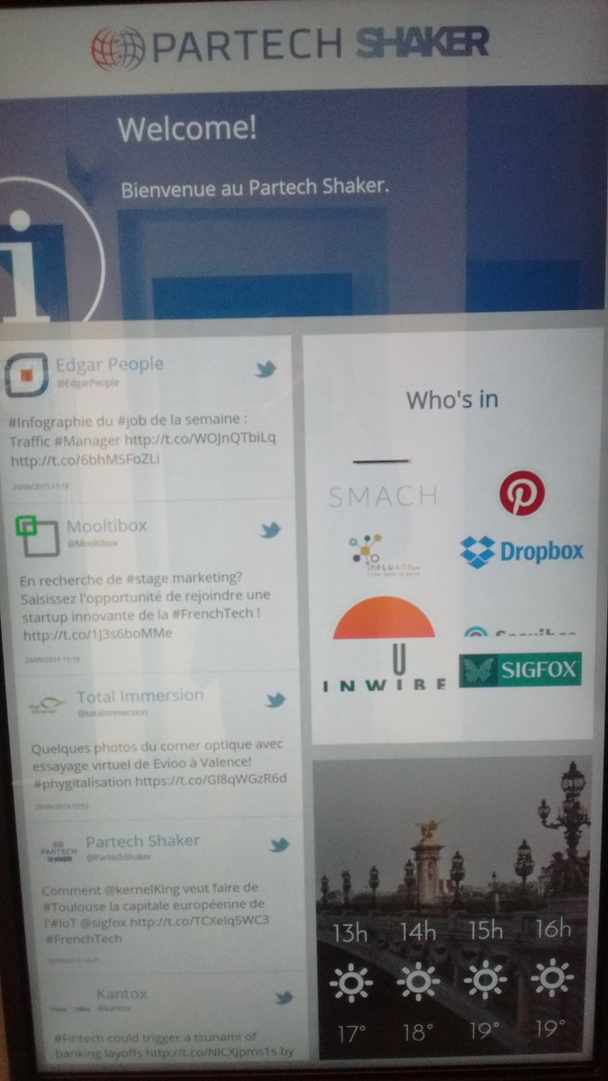 BertrandDechoux's tweet photo. @Influans at @PartechShaker ! #martech #startup near #Smach, #Pinterest, #Dropbox, #sigfox, #inwire and others. http://t.co/XChBBuhjdY