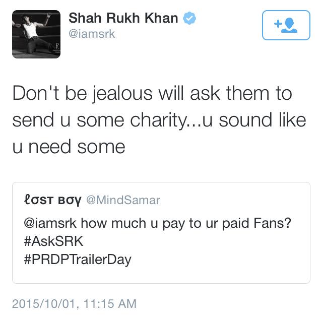 The_Mod_Indian's tweet photo. @iamsrk the savage continues. 😂😂 http://t.co/YgiCQMQR8R