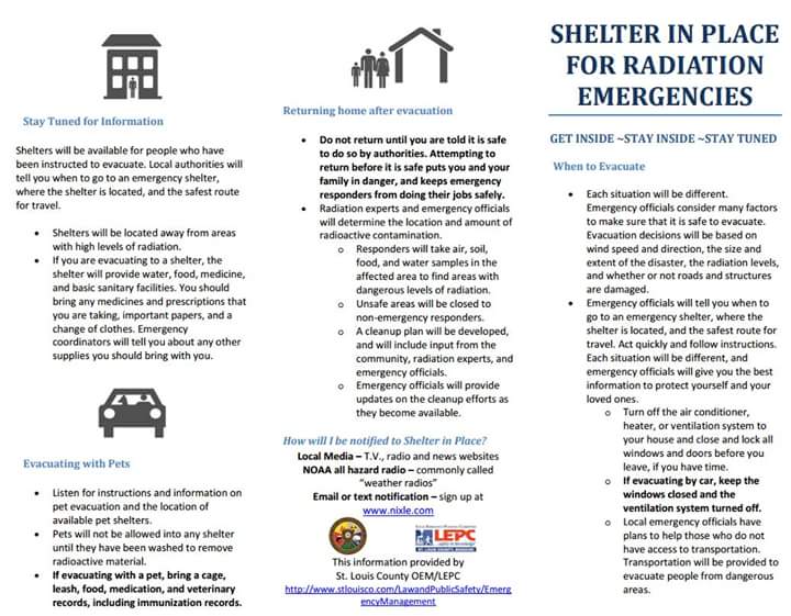 St. Louis County EVACUATION INSTRUCTIONS when Bridgeton landfill fire reaches URANIUM and THORIUM Nuclear Waste. emergency plan provides very basic options for people to either evacuate the city or stay sheltered