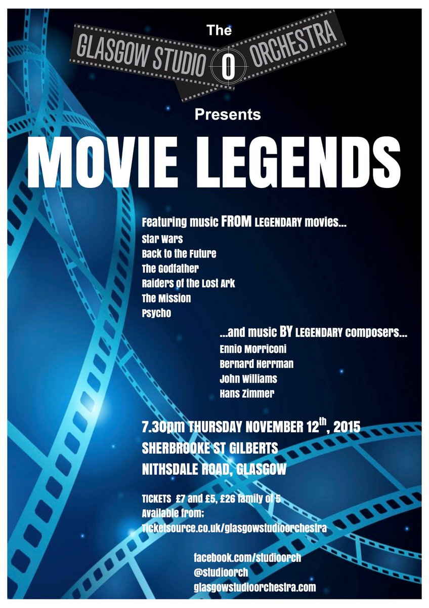 studioorch's tweet image. We are proud to present MOVIE LEGENDS. Thursday November 12th 7.30pm. Tickets on sale NOW! ticketsource.co.uk/glasgowstudioo…