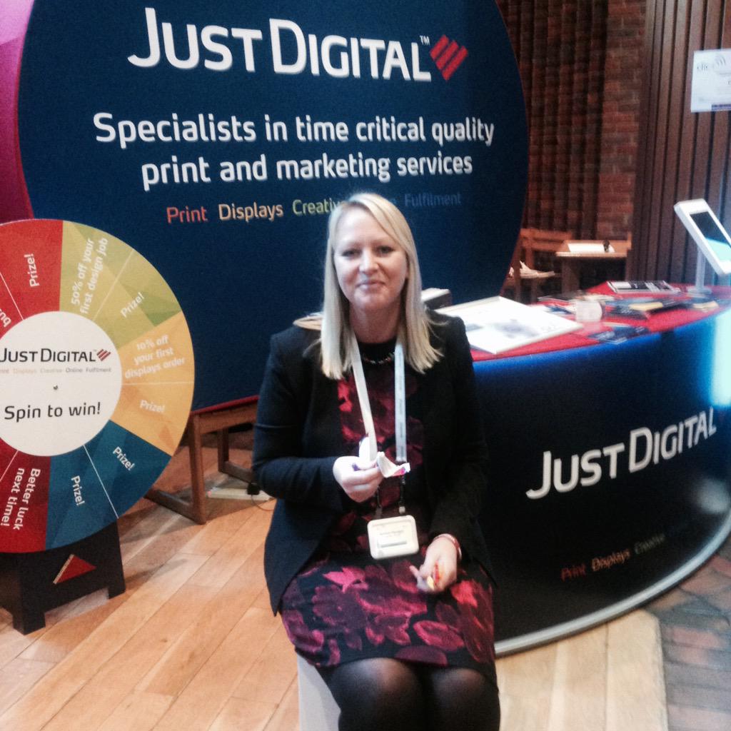 Rachael testing out the branded conference chair! <a href="/JustDigitalLtd/">Just Digital</a>