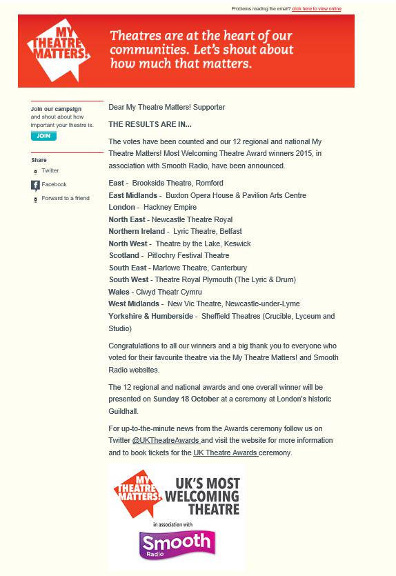 MyTheatreMatters awards  #liveentertainmentworks #liveentworks <a href="/EquityUK/">Equity</a> @EquityWSWLondon <a href="/EquityYMC/">Equity Young Members Committee</a> <a href="/ukequityfirst/">equityfirst</a>