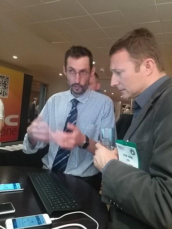Splitcab's tweet photo. Robin Tombs from @getyoti and Ivo Costa from #Splitcab discussing how our app works @LPHCA #LPHCAAGM2015 http://t.co/wb2CBPuCPi