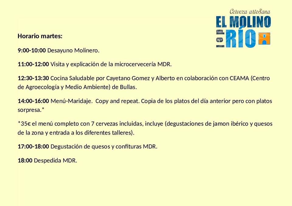 Aquí os pasamos el programa del próximo martes en @molinodelrio1