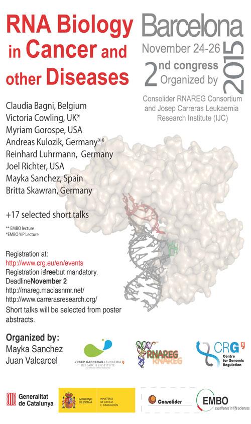 nlbigas's tweet image. RNA Biology in Cancer and Other Diseases Congress. 24-26 November at @the_prbb, Barcelona. crg.eu/en/event/rna-b…