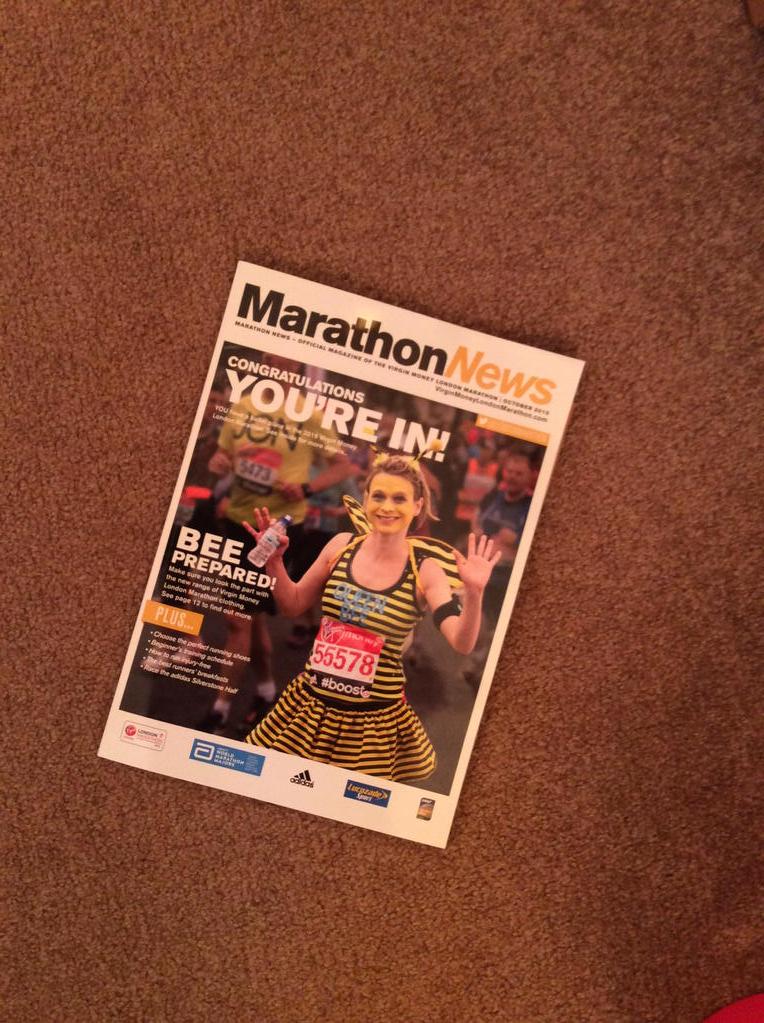 muzzer0666's tweet photo. I guess I will be running the London Marathon next year :-) http://t.co/cjHtr0Mcrn