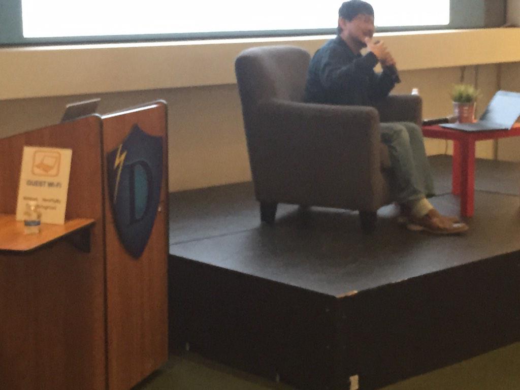Andytang's tweet photo. @rails founder Matz San enlightens us all at @HeroCitySpace @Draper_U #duf2015 http://t.co/ggQo1VhyMB