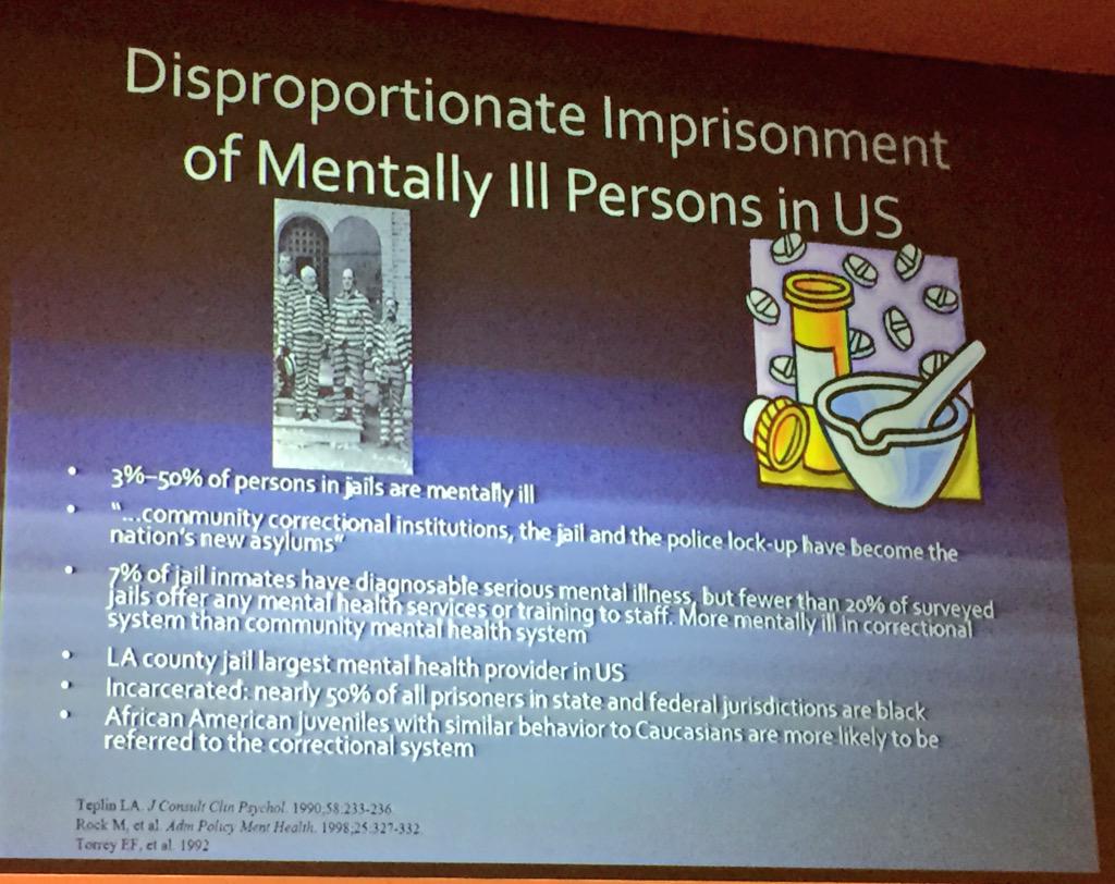 DrStephenPont's tweet photo. Should prisons be primary treatment site for mental illness? U.S. 5% of world pop 25% of world's incarcerated #path15 http://t.co/3hzqznB68Z