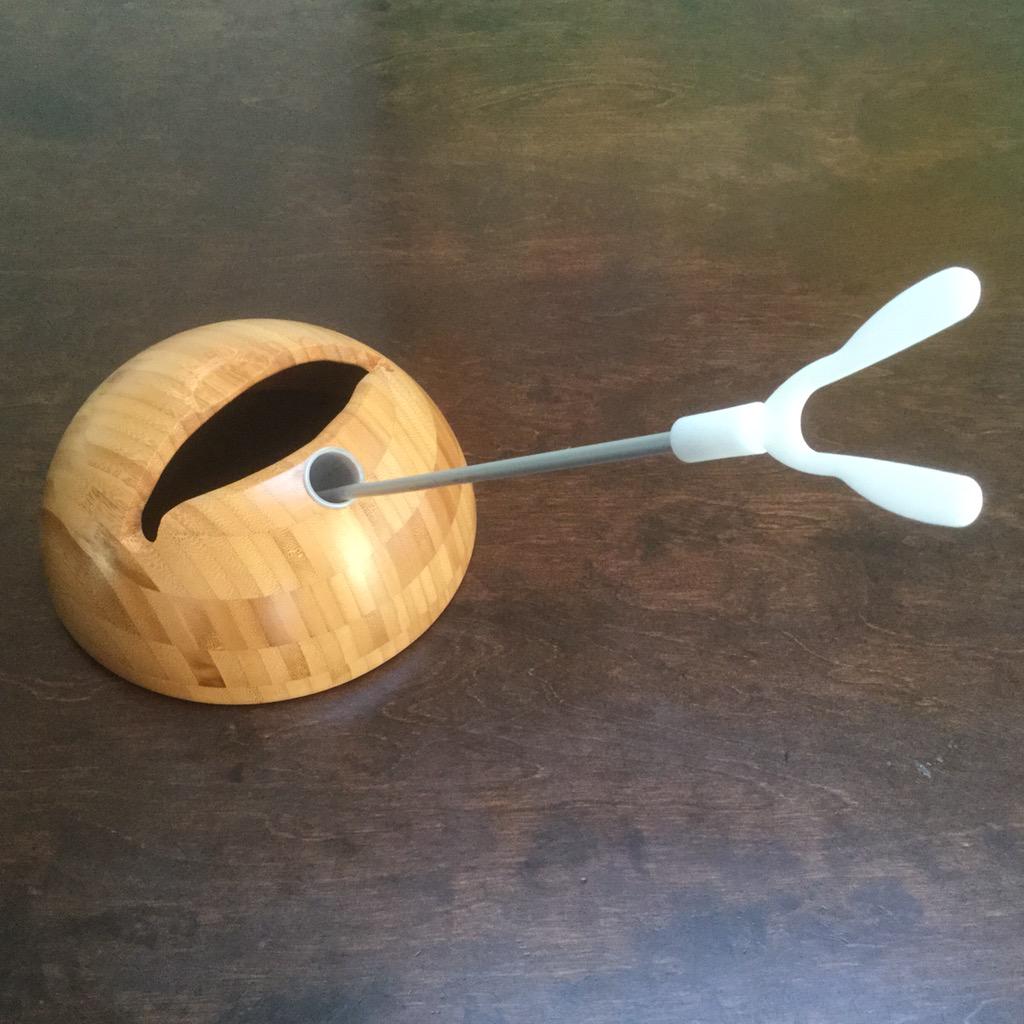 Dock Stand for tablet and mouthstick, based on bamboo serving bowl by IKEA #shapedad #etsy #tabletstand #ikeahack