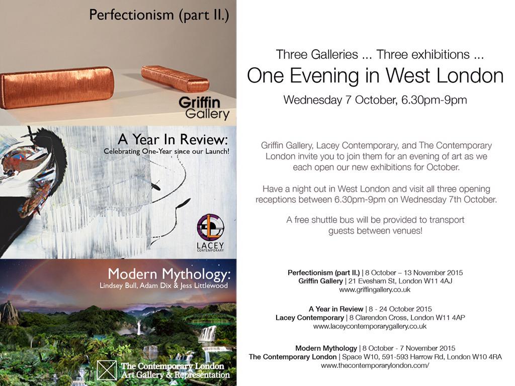 ContemporaryLdn's tweet photo. Wed 7 Oct 6.30-9pm: 3 private views @ContemporaryLdn @GalleryGriffin @LaceyContemp with comp shuttle between shows http://t.co/AuDFl6O0Qt