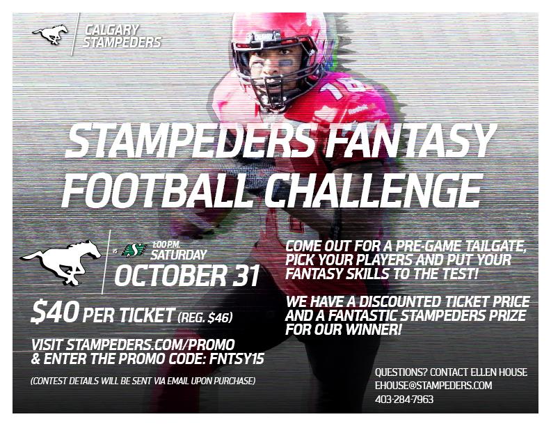 WHO NEEDS MORE #FantasyFootball ?!
#stampsfantasyfootballchallenge <a href="/calstampeders/">Calgary Stampeders</a> OCTOBER 31st vs <a href="/sskroughriders/">Saskatchewan Roughriders</a>