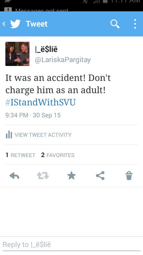 LariskaPargita1's tweet photo. SVU- Making everybody a hypocrite within an hour since 1999 #IStandWithSVU http://t.co/trWHUCn0qd