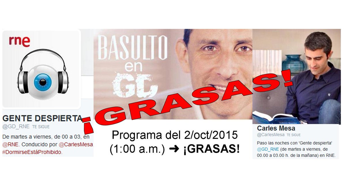 JulioBasulto_DN's tweet photo. Esta noche, en mi sección #GenteSana de @GD_RNE, hablo con @CarlesMesa de grasas. Más info➜https://t.co/xcLvg3EntN http://t.co/6W2qJteTYS
