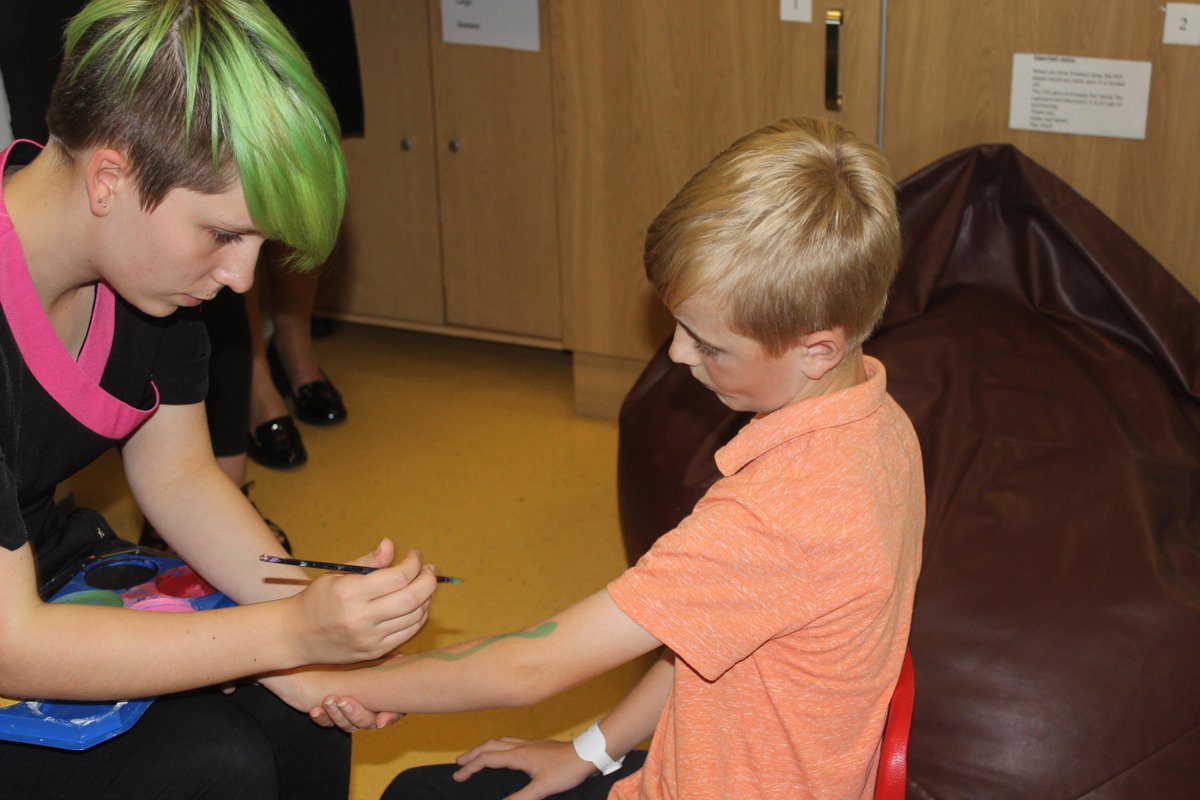WestHertsNHS's tweet photo. Students from Harrow College visited Starfish ward and entertained the children with face painting #nationalplayweek http://t.co/0p5cPNHsoJ