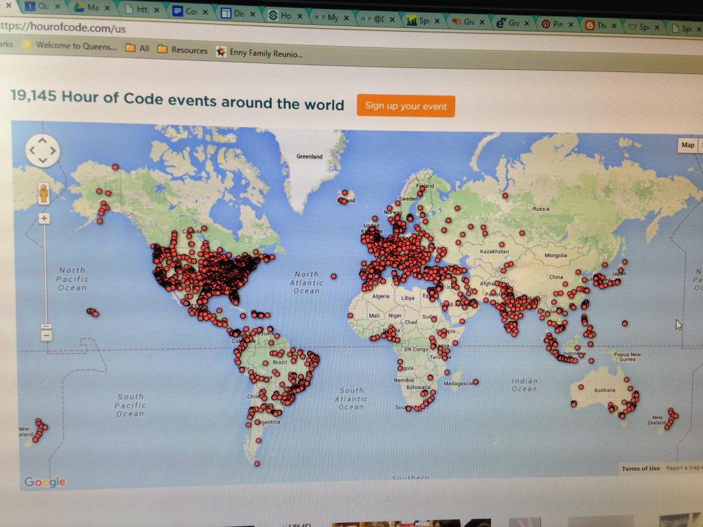 MrsEnnyTully's tweet image. Get your class into @hourofcode hourofcode.com . Fill up this map US teachers! #techisfuture @WHBI_QUFSD