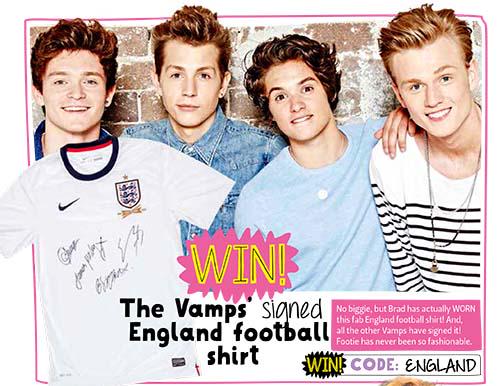 LauraJBentley's tweet photo. @TheVampsUKNews Fancy getting your mits on a football shirt signed by @TheVampsband themselves? Don't miss @totpmag http://t.co/S4hqigi5WI