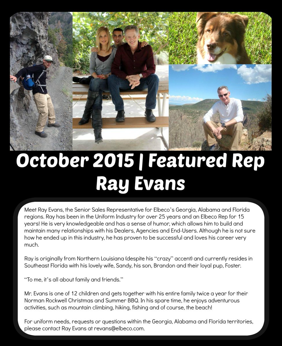 Elbeco_1907's tweet photo. Meet Ray Evans, our featured Sales Rep for October! And boy is he a charmer... #RepOfTheMonth #FeaturedRep2015 http://t.co/MnDGrUTjfE
