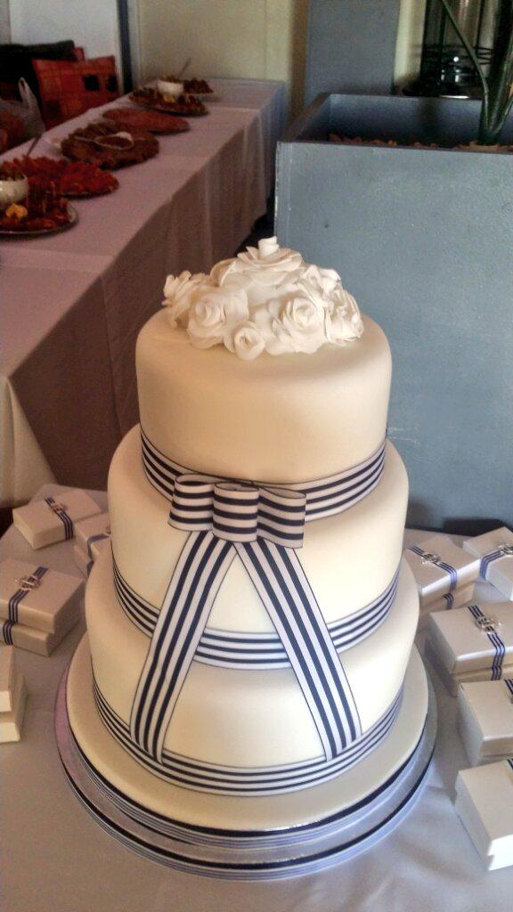Wedding cake on Ramsgate Harbour. Nautical stripes!