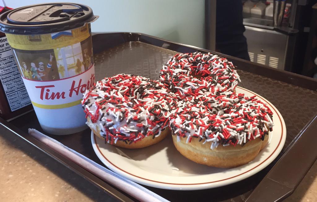 Ev agrees that lunch would not be complete without "Game Day" donuts. <a href="/AyrCentennials/">Ayr Centennials</a> <a href="/TimHortons/">Tim Hortons</a>