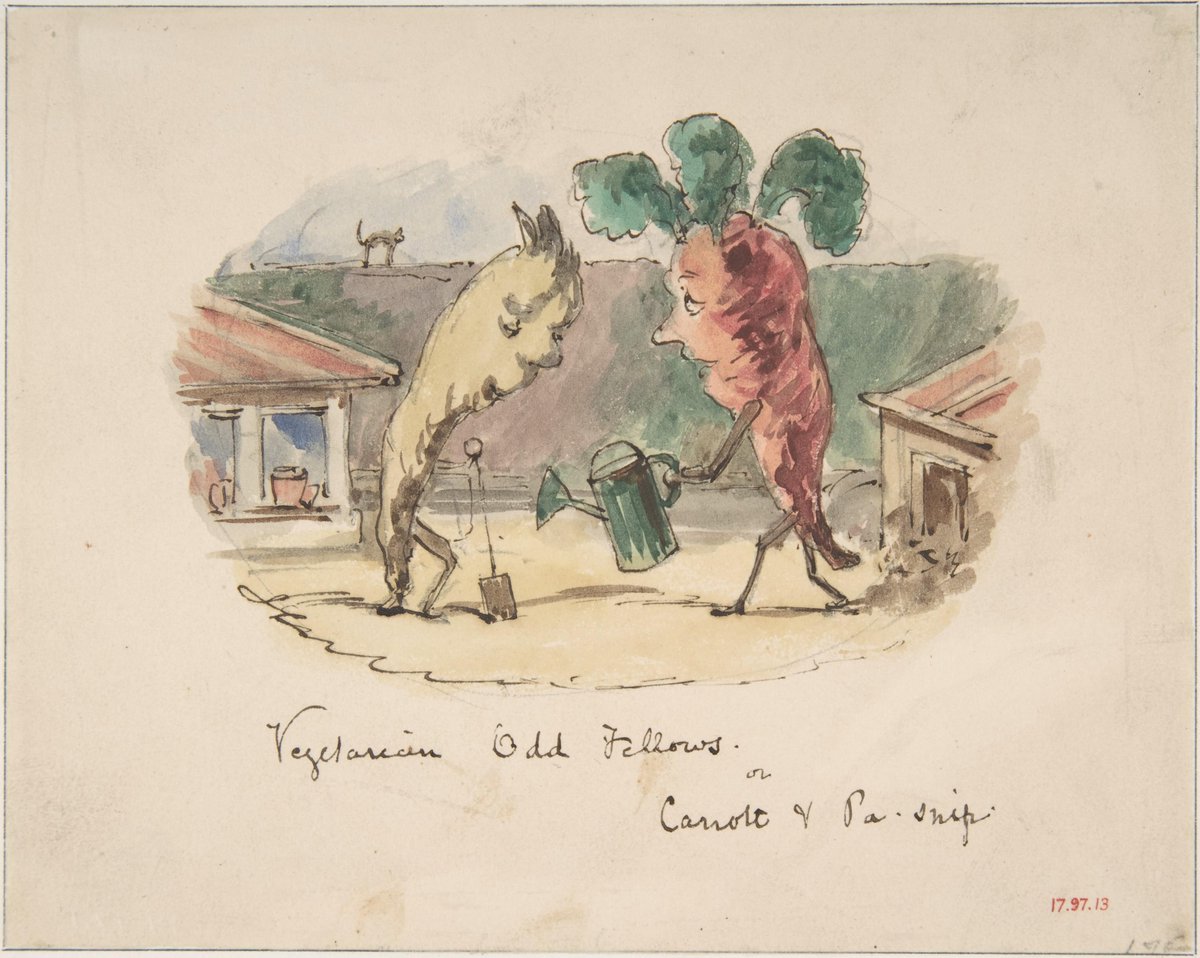 metmuseum's tweet photo. It’s #WorldVegetarianDay, enjoy "Vegetarian Odd Fellows: or, Carrott and Pa-Snip." http://t.co/xdH7I0qeW8 http://t.co/aZ7jPqF0OR