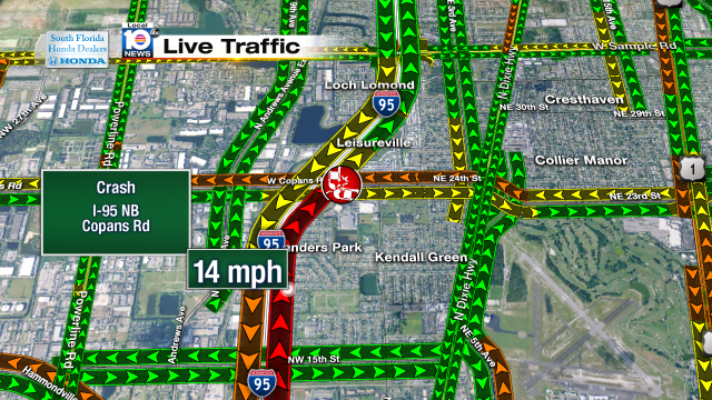 Crash on I-95 NB at Copans Rd. Speeds at 14mph #traffic #broward @JeniseFernandez https://t.co/zkJYGx2Ah1