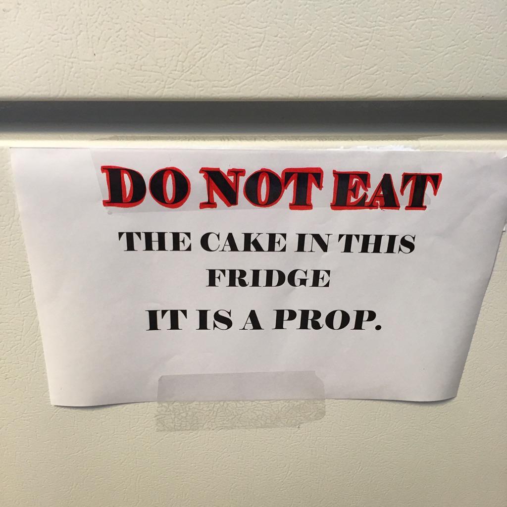 GeffenPlayhouse's tweet photo. Did I? Heck no I didn't! Daily dangerous temptation. #TheaterLife #EdibleProp #PAPERBULLETS #LAThtr https://t.co/nEGo5qJqO1