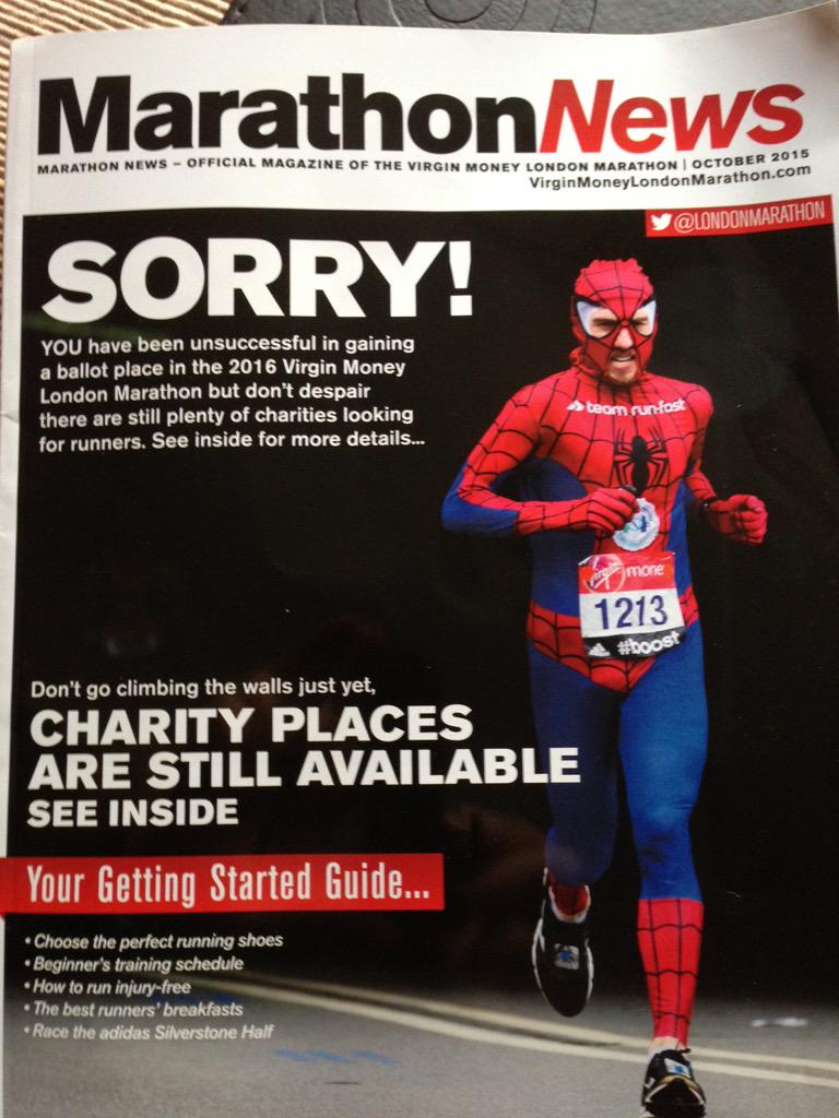 ICatchpool's tweet photo. Suppose a few people received this today in the post - I am not running Virgin London Marathon I'm 2016 https://t.co/p7uJOY4Wae