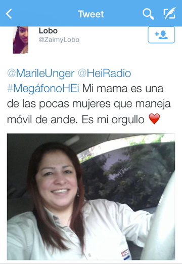 ¿Querés que gane <a href="/ZaimyLobo/">Lobo</a> como #ChoferDelDia? Votá haciendo RT. El #MegafonoHEi con <a href="/MarileUnger/">Marilé Unger 💜</a> por la 91.9 FM.