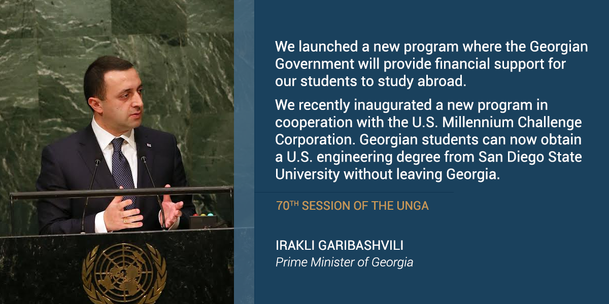 I see #Georgia as country where every young Georgian boy or girl has access to a quality #education #UNGA #UNGA70
