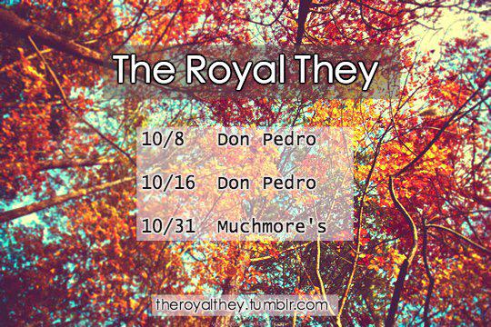 October shows, including 10/16 unofficial CMJ showcase at Don Pedro and 10/31 Muchmore's Halloween party!