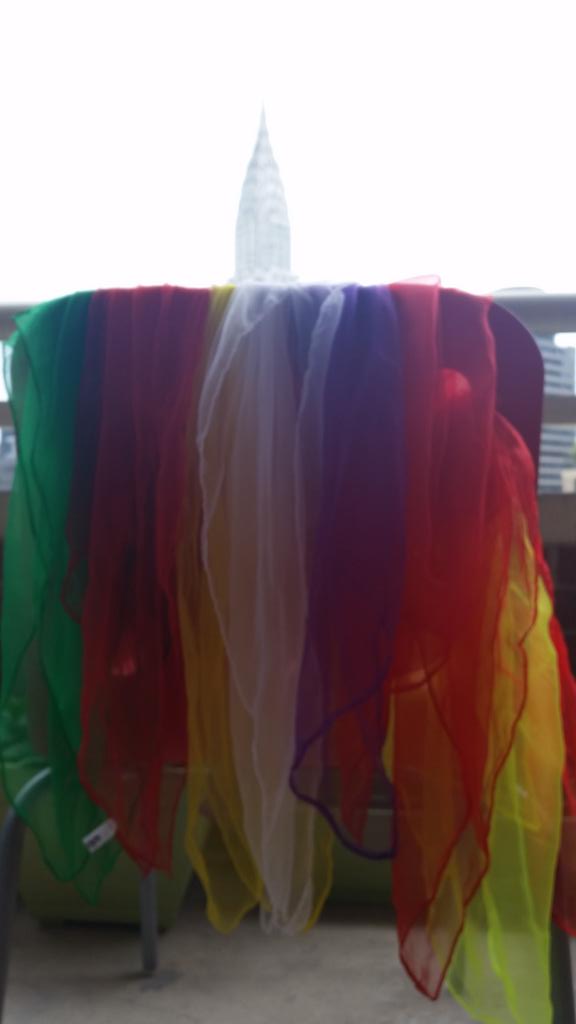 Good drying spot for the scarves we use to practice colors!! Verde! Amarillo! Rrrrrrrrrrrojo! Lets roll the R's!!