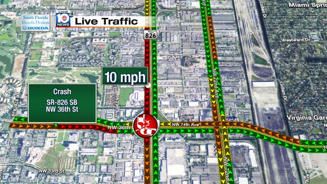Crash on SR-826 SB at NW 36th St. Speeds at 10mph #traffic #miami @JeniseFernandez https://t.co/e5NjAIFhXb