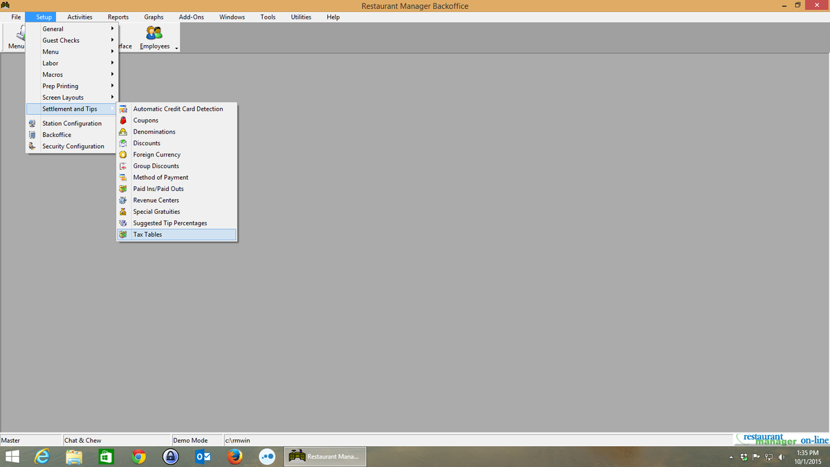 DPMPOS's tweet image. To change your tax rate in RM Backoffice go to Setup&amp;gt;Settlement and Tips&amp;gt;Tax Tables.