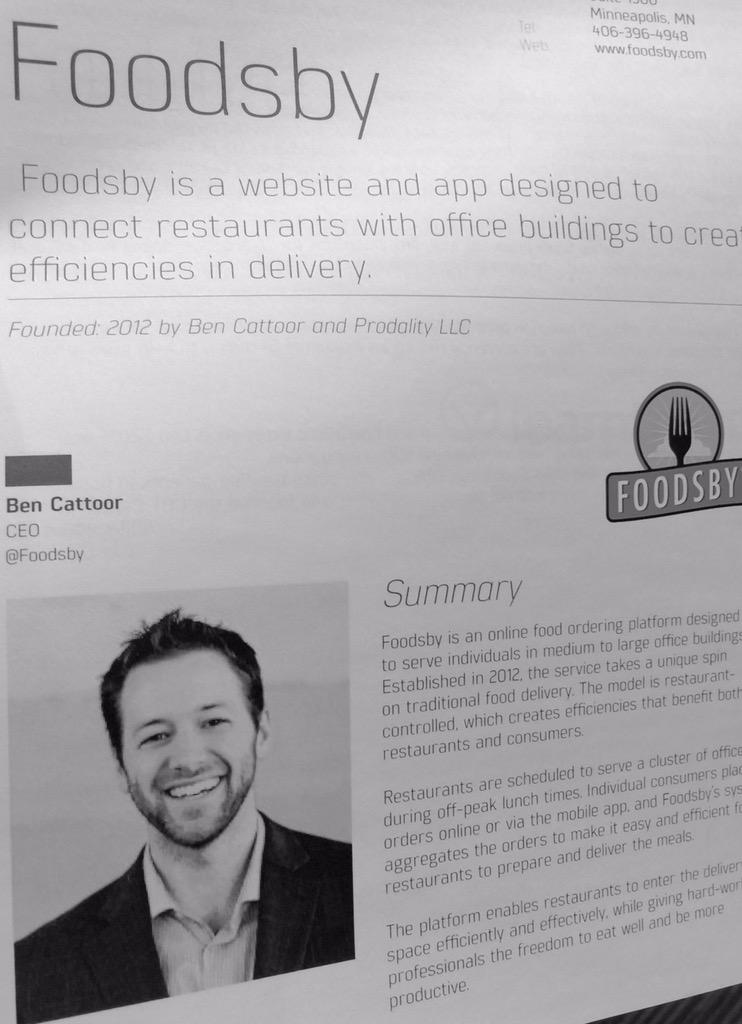 Minnov8's tweet image. @Foodsby connects restaurants w/office bldgs for efficient lunch deliveries..suburban focus; bigger than urban #MNVC