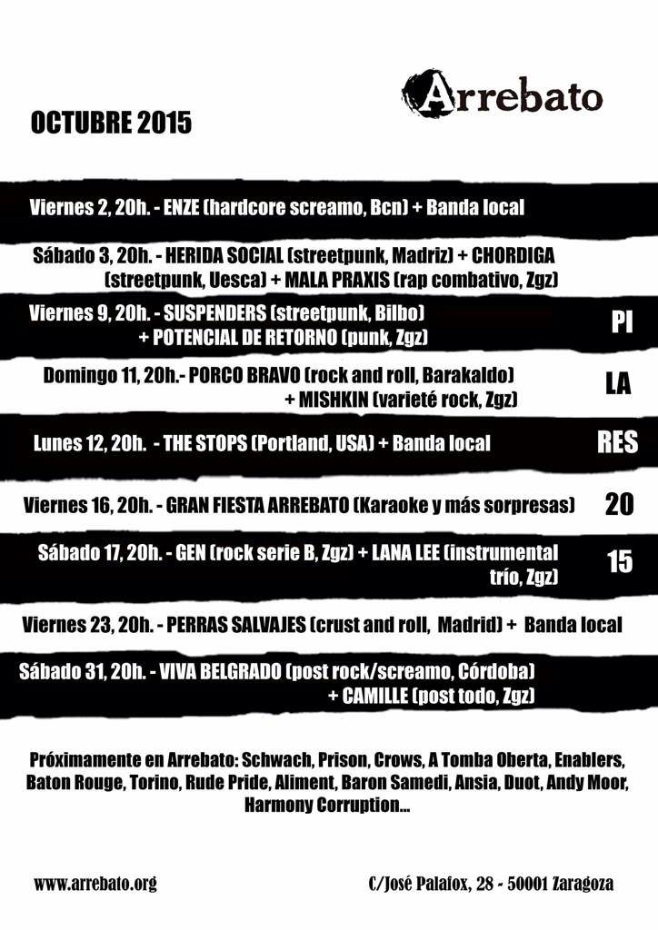 arrebato_zgz's tweet image. #octubre en Arrebato @Comunicanroll  @zgzfelizfeliz  @arainfonoticias @ZaragozaAntifa @zgz_conciertos @mhumanoprod