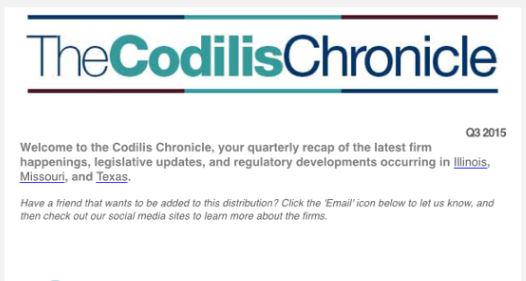 CodilisAndAssoc's tweet image. The Codilis Chronicle, our client newsletter, went out this morning. Contact us to get on to the email list.