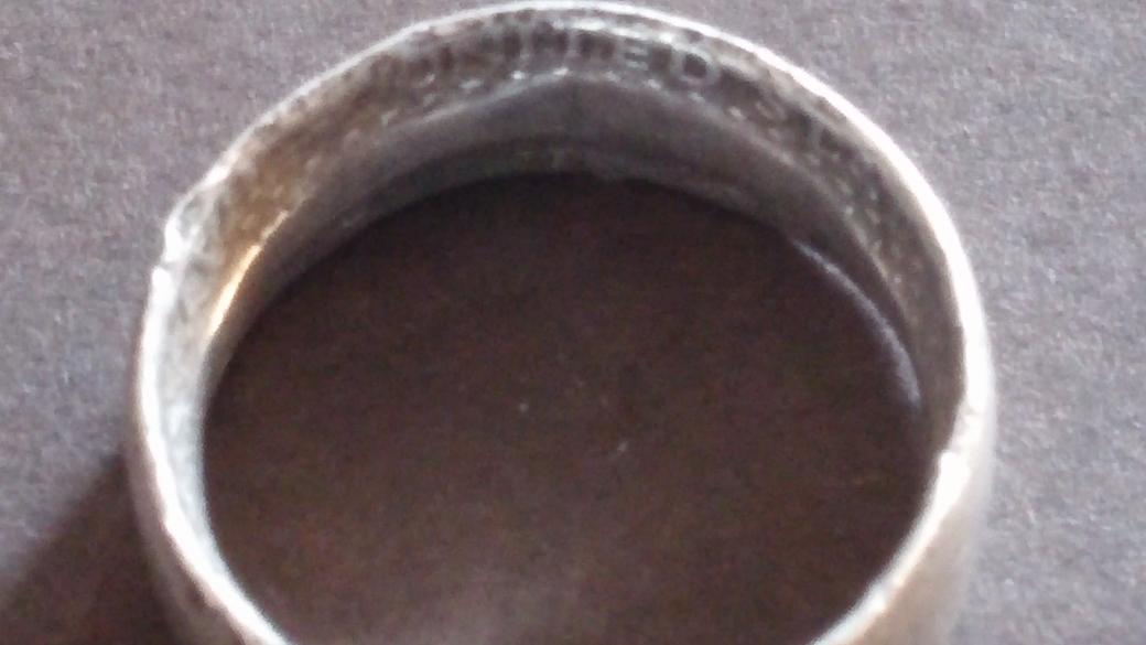 Silver half dollar ring found on N.Car. beach