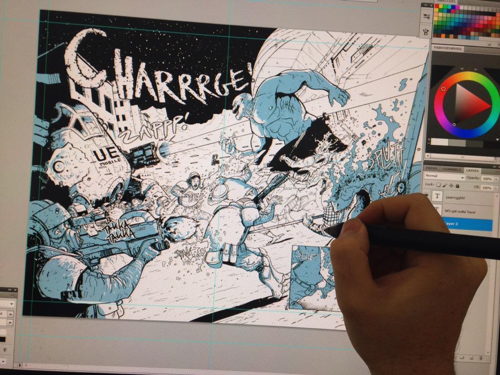 danielwarrenart's tweet photo. Getting Space-Mullet ready for print with @DarkHorseComics .  MAN this brings me back. #spacemullet https://t.co/dmkbTbBmM0