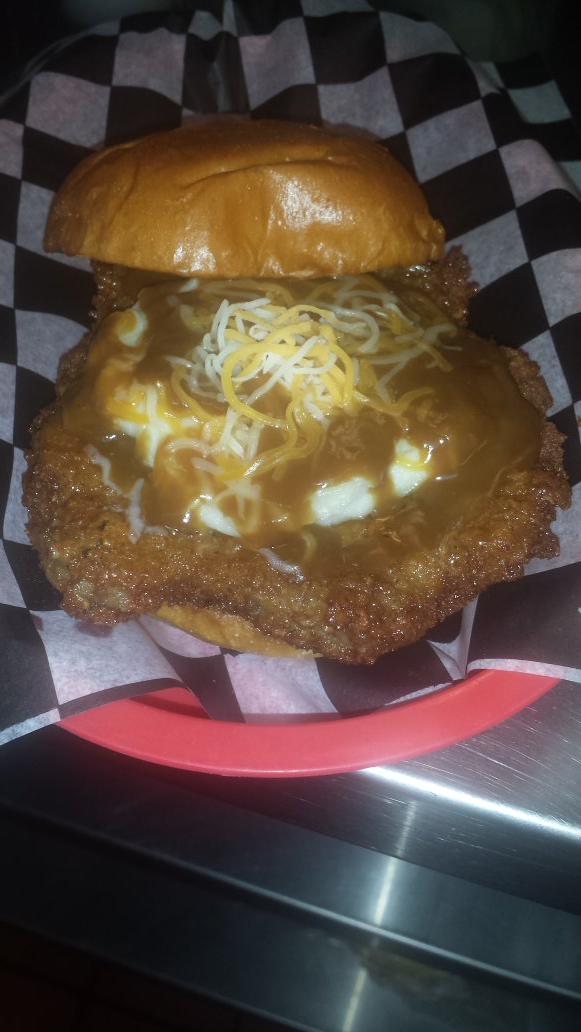 BYOburger's tweet image. Try our new weekly special 
Country style fried burger with mashed potatoes, shredded cheese, and gravy.