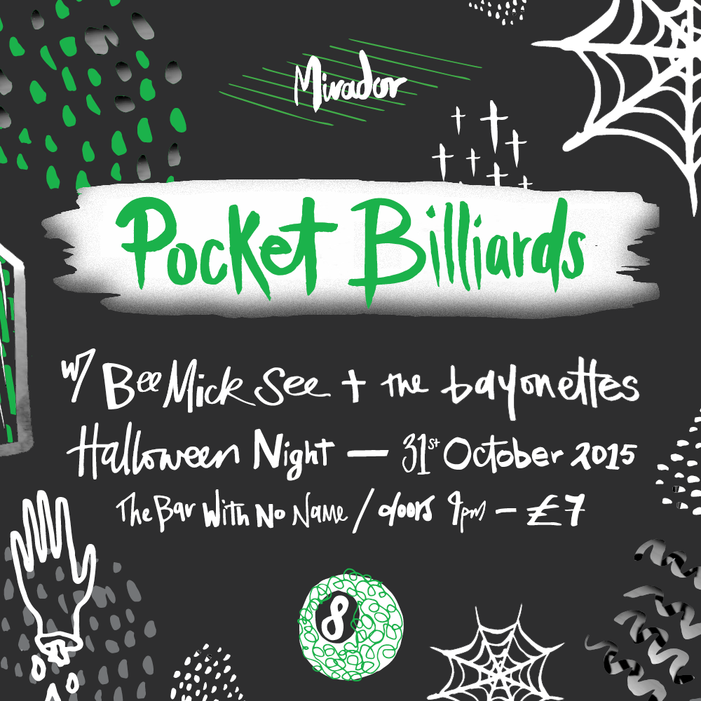 Mirador Halloween - Sat, 31st Oct - @tbwnnlivestudio 
<a href="/PocketBilliards/">Pocket Billiards</a>  
w/<a href="/BeeMickSeee/">Bee Mick See</a> + @TBayonettes #NIMusic