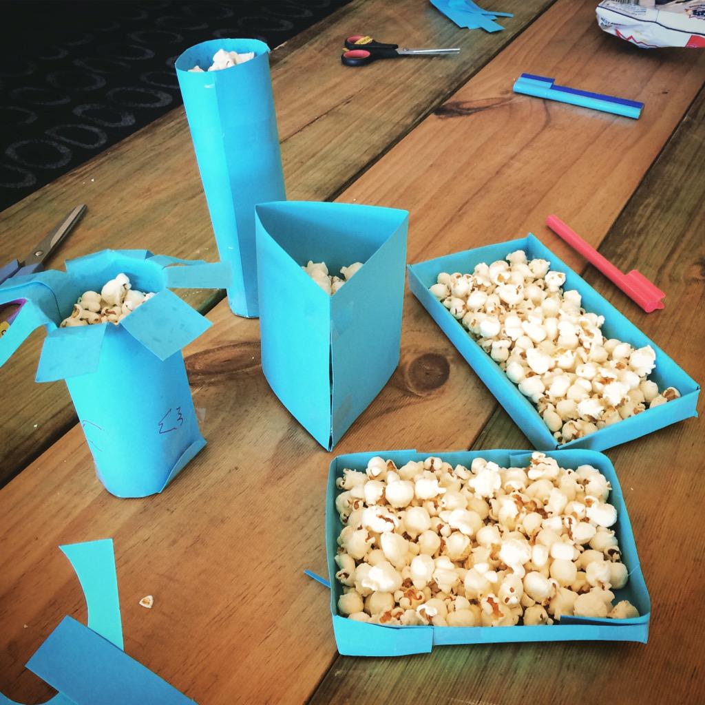misterwootube's tweet photo. Engaging way of thinking about volume &amp; capacity: construct popcorn prisms! #mansw15 http://t.co/G0X8GHNusc
