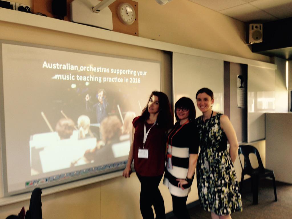 TheRenza's tweet photo. Talking Australian orchestras & learning with @LouiseSingsJass & Emily from @The_ASO and @sydsymph #asme2015 http://t.co/5iZdFW6fsY
